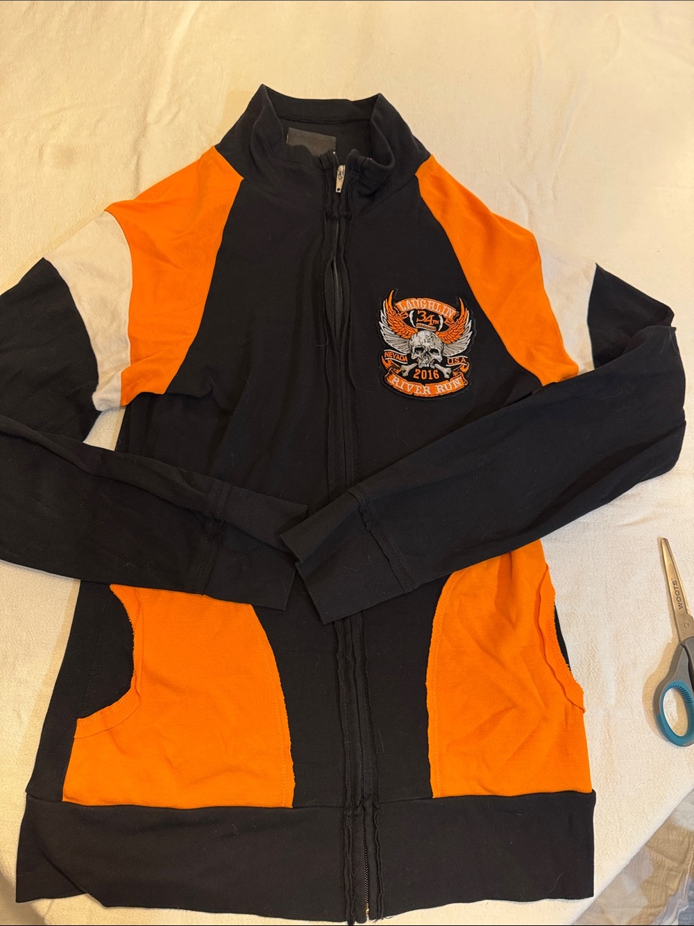 Black & Orange Full-Zip Women's Jacket